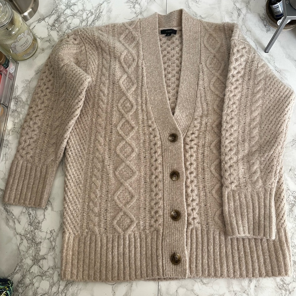 J Crew Cable Knit Stretch Cardigan